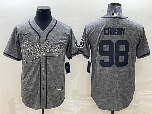 Men S Las Vegas Raiders 98 Maxx Crosby Gray With Patch Cool Base