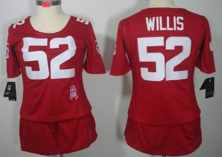 Nike San Francisco 49ers #52 Patrick Willis Breast Cancer Awareness Red Womens Jersey