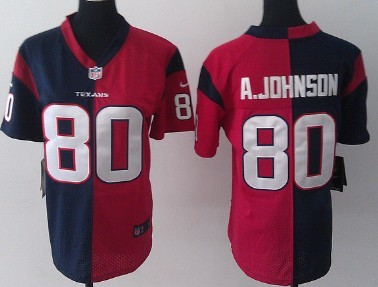Nike Houston Texans #80 Andre Johnson Blue/Red Two Tone Womens Jersey