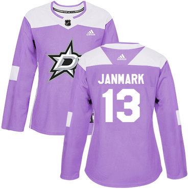 Adidas Dallas Stars #13 Mattias Janmark Purple Authentic Fights Cancer Women's Stitched NHL Jersey