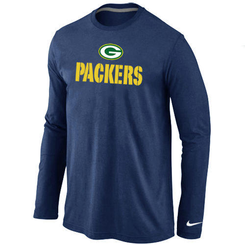 Nike Green Bay Packers Authentic Logo Long Sleeve T-Shirt D.Blue