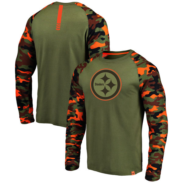 Pittsburgh Steelers Heathered Gray Camo NFL Pro Line by Fanatics Branded Long Sleeve T-Shirt