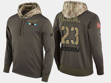 Nike San Jose Sharks 23 Barclay Goodrow Olive Salute To Service Pullover Hoodie