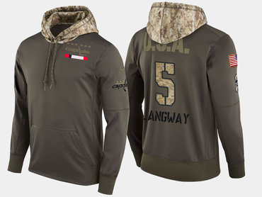 Nike Washington Capitals 5 Rod Langway Retired Olive Salute To Service Pullover Hoodie