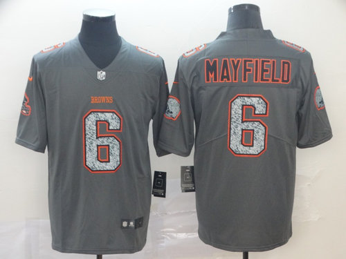 Nike Browns 6 Baker Mayfield Gray Camo Vapor Untouchable Limited Jersey