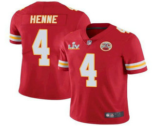 Men's Kansas City Chiefs #4 Chad Henne Red 2021 Super Bowl LV Limited Stitched NFL Jersey