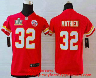 Youth Kansas City Chiefs #32 Tyrann Mathieu Red 2021 Super Bowl LV Vapor Untouchable Stitched Nike Limited NFL Jersey