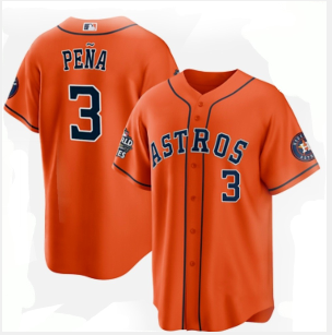 Men's Houston Astros #3 Jeremy Pe&ntilde;a Orange 2022 World Series Home Stitched Baseball Jersey
