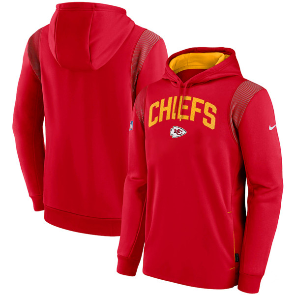 Mens Kansas City Chiefs Gray Sideline Stack Performance Pullover Hoodie ...