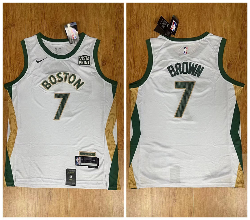 Celtics 7 Jaylen Brown White Nike 2023-24 City Edition Swingman Jersey