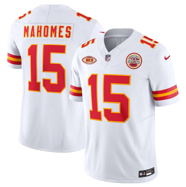 Men’s Kansas City Chiefs #15 Patrick Mahomes White 2023 F.U.S.E. With NKH Patch Vapor Untouchable Limited Football Stitched Jersey