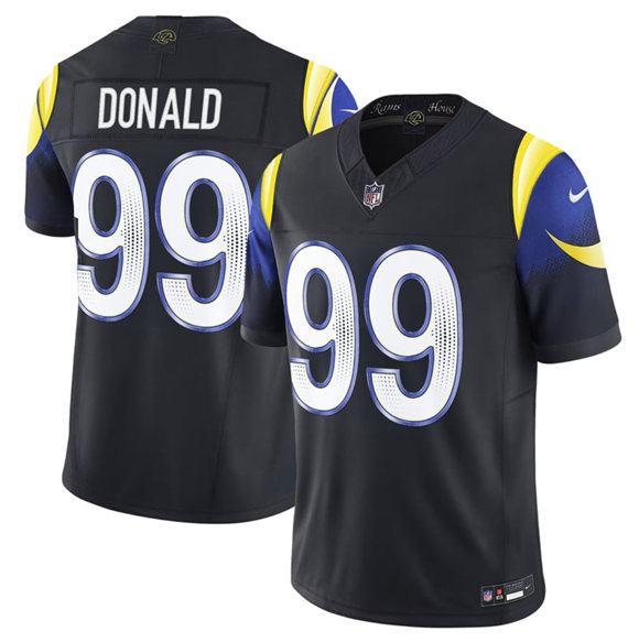 Men's Los Angeles Rams #99 Aaron Donald midnight blue 2025 F.U.S.E. “Rivalries” Vapor Limited Football Stitched Jersey