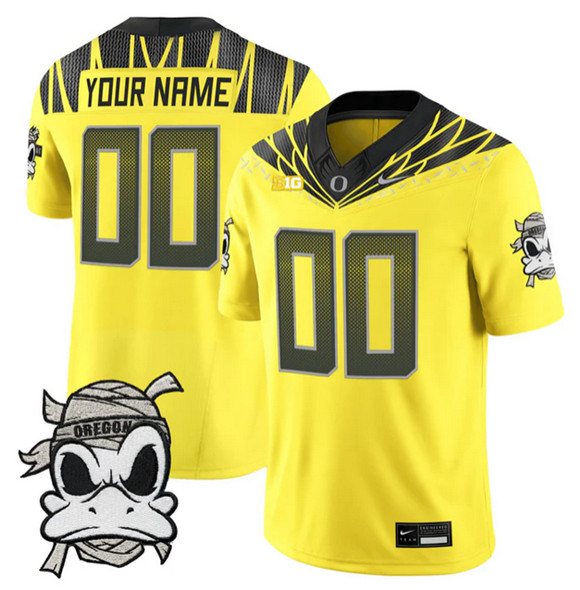 Men's Oregon Ducks Active Player Custom Yellow 2025 F.U.S.E. Mummy Duck Vapor Limited V1 Stitched Football Jersey