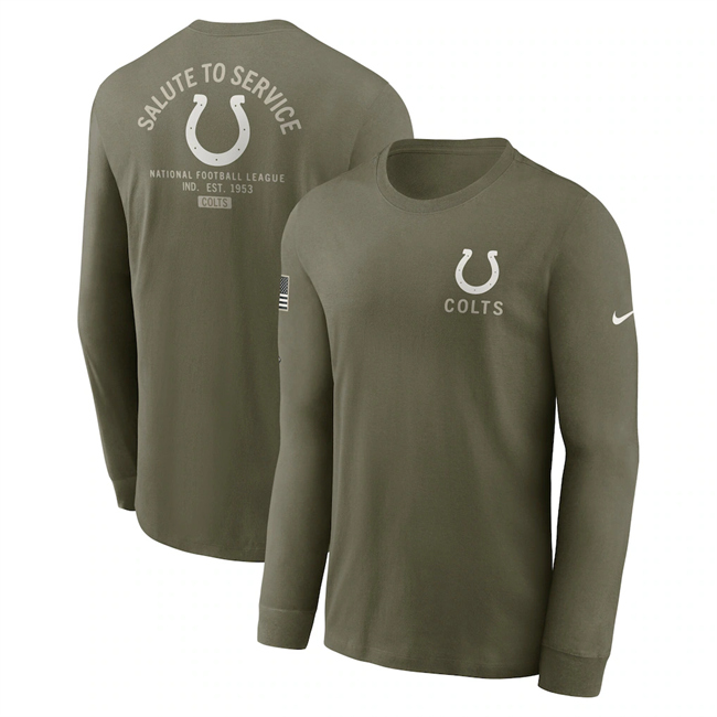 Men's Indianapolis Colts Olive 2025 Salute to Service Sideline Long Sleeve T-Shirt
