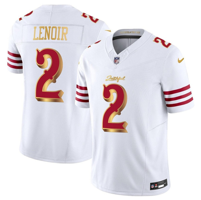 Men's San Francisco 49ers #2 Deommodore Lenoir White Gold 2025 F.U.S.E. “Rivalries” Vapor Limited Football Stitched Jersey