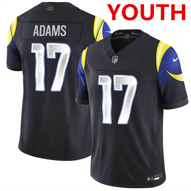 Youth los angeles rams #17 davante adams midnight blue 2025 f.u.s.e. “rivalries” vapor limited stitched football jersey