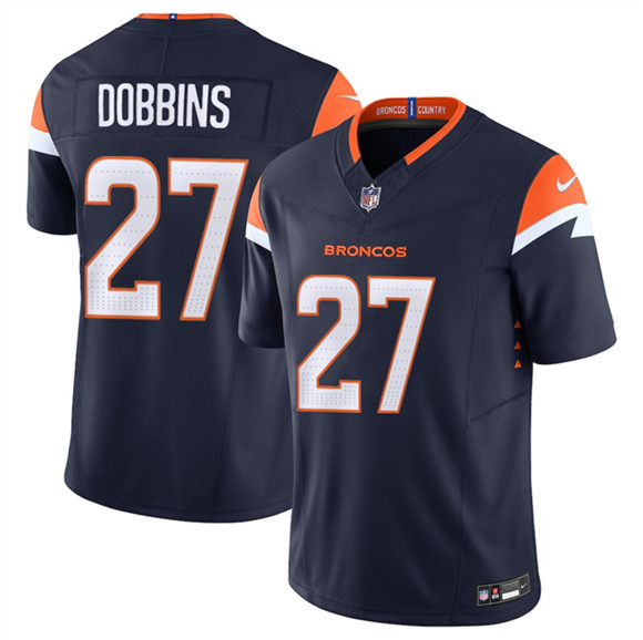 Men's Denver Broncos #27 J.K. Dobbins Navy F.U.S.E. Vapor Limited Football Stitched Jersey