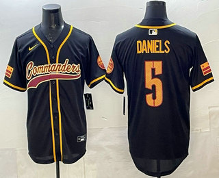Mens Washington Commanders #5 Jayden Daniels Black Limited Stitched Baseball Jersey