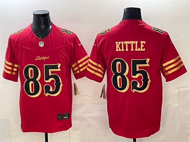 Men's San Francisco 49ers #85 George kittle Red Gold 2025 F.U.S.E. “Rivalries” Vapor Limited Football Stitched Jersey
