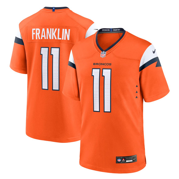 Men's Denver Broncos #11 Troy Franklin Orange 2025 Alternate Football Stitched Game Jersey