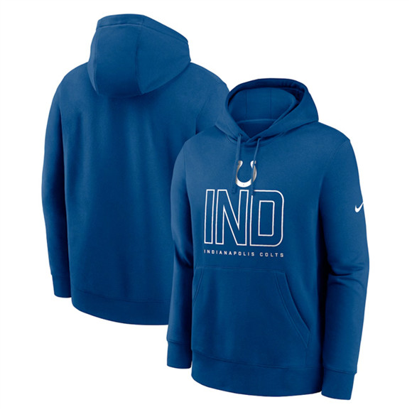 Men's Indianapolis Colts Royal Busted Play Club Fleece Pullover Hoodie