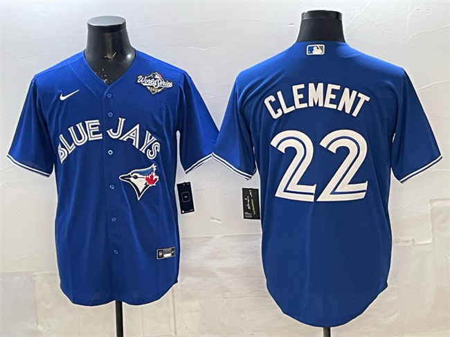 Men's Toronto Blue Jays #22 Ernie Clement Blue 2025 World Series Cool Base Stitched Baseball Jersey