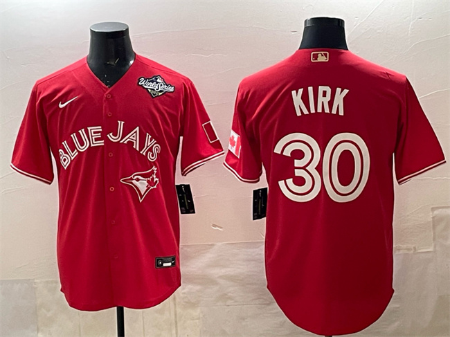 Men's Toronto Blue Jays #30 Alejandro Kirk Red 2025 World Series Cool Base Stitched Baseball Jersey