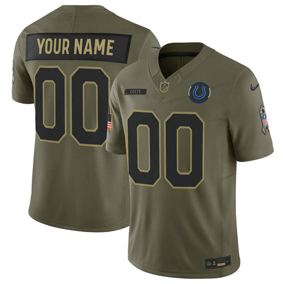 Men's Indianapolis Colts Active Player Custom Olive 2025 F.U.S.E. Salute to Service Limited Football Stitched Jersey
