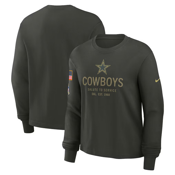 Men's Dallas Cowboys Dark Green 2025 Salute to Service Sideline Dri-FIT Long Sleeve T-Shirt