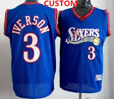 Men's Philadelphia 76ers Custom blue swingman throwback jersey