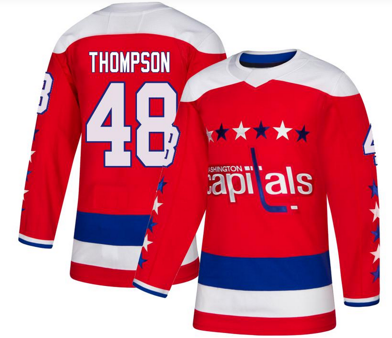 Men's Washington Capitals #48 Logan Thompson Authentic Red Alternate Jersey