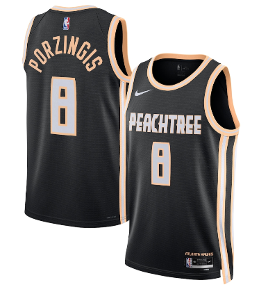 Men's Atlanta Hawks #8 Kristaps Porzi??is Black 2025-26 City Edition Swingman Stitched Jersey