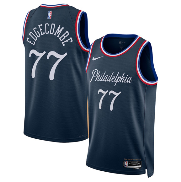 Men's Philadelphia 76ers #77 V. J. Edgecombe Navy 2025-26 City Edition Swingman Stitched Jersey