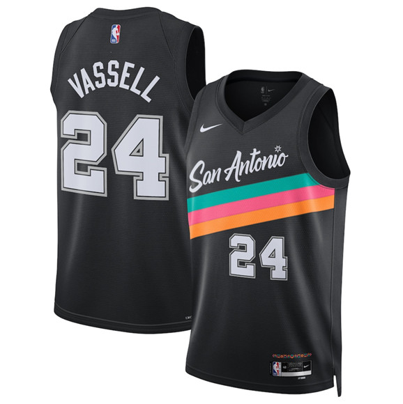 Men's San Antonio Spurs #24 Devin Vassell Black 2025-26 City Edition Swingman Stitched Basketball Jersey