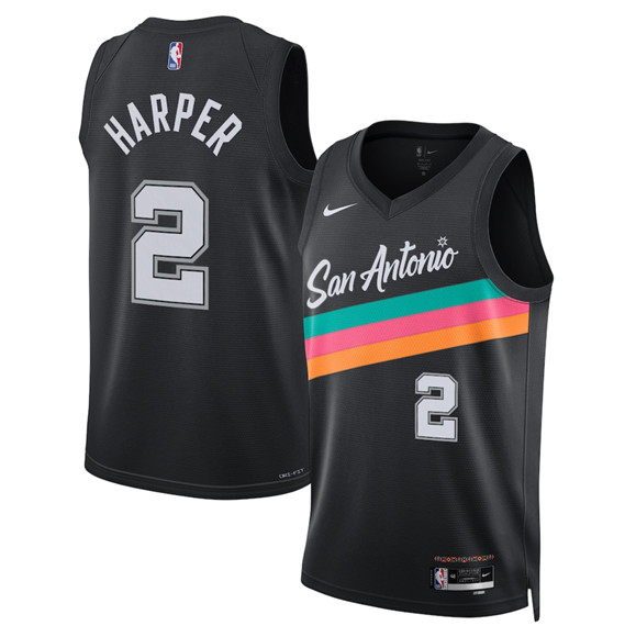 Men's San Antonio Spurs #2 Dylan Harper Black 2025-26 City Edition Swingman Stitched Basketball Jersey