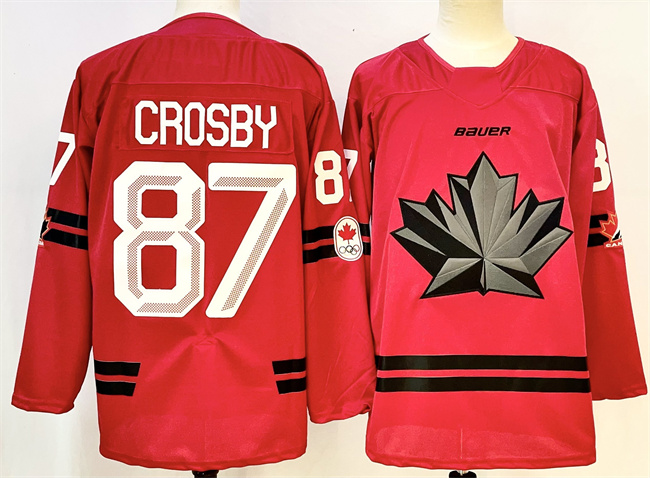 Men's Canada Hockey #87 Sidney Crosby Red Stitched Jersey