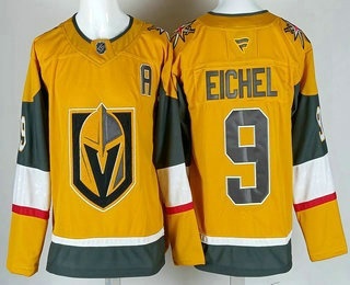 Men's Vegas Golden Knights #9 Jack Eichel Gold With A Patch Authentic Jersey
