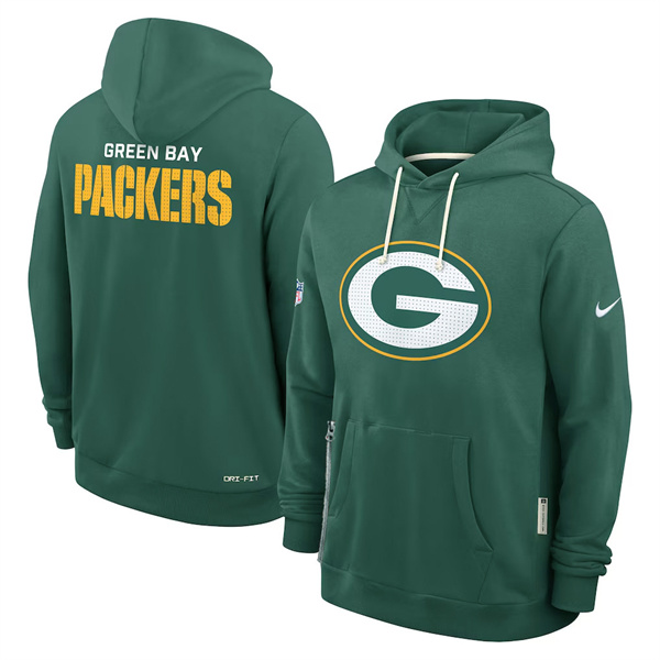 Men's Green Bay Packers Green Sideline Standard Issue Initial Home Dri-FIT Pullover Hoodie