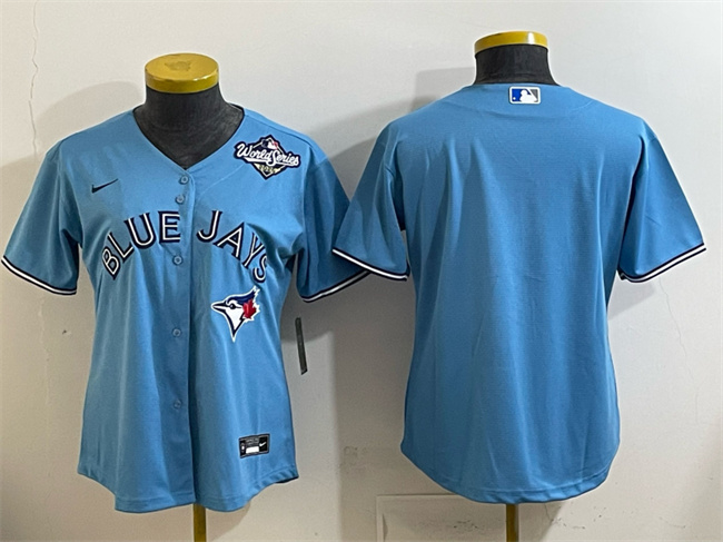 Women's Toronto Blue Jays Blank Blue 2025 World Series Cool Base Stitched Baseball Jersey(Run Small)