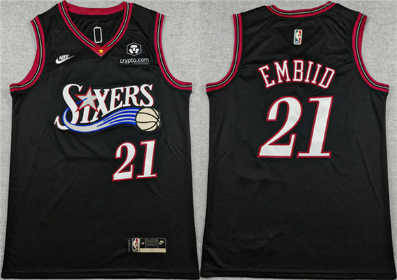 Men's Philadelphia 76ers #21 Joel Embiid Black 2025 Classic Edition Stitched Stitched Jersey