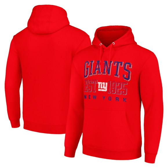 Men's New York Giants Red Throwback Logo Pullover Hoodie