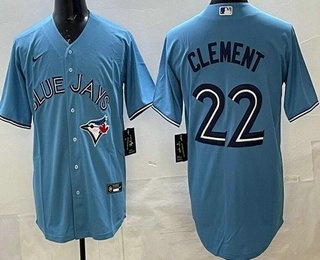 Men's Toronto Blue Jays #22 Ernie Clement Light Blue Cool Base Jersey
