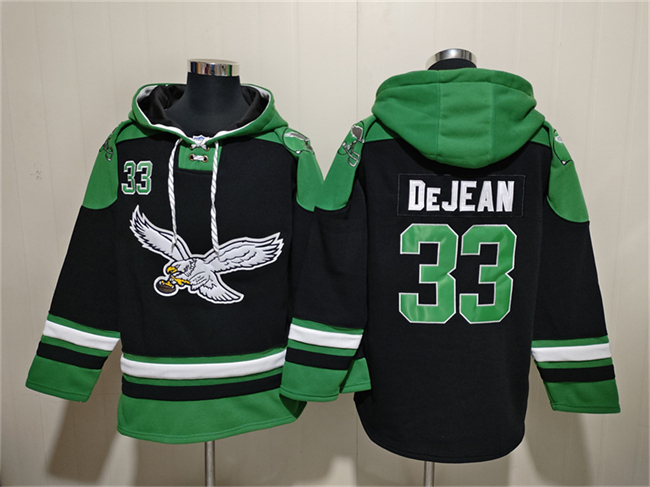 Men's Philadelphia Eagles #33 Cooper DeJean Black Ageless Must-Have Lace-Up Pullover Hoodie
