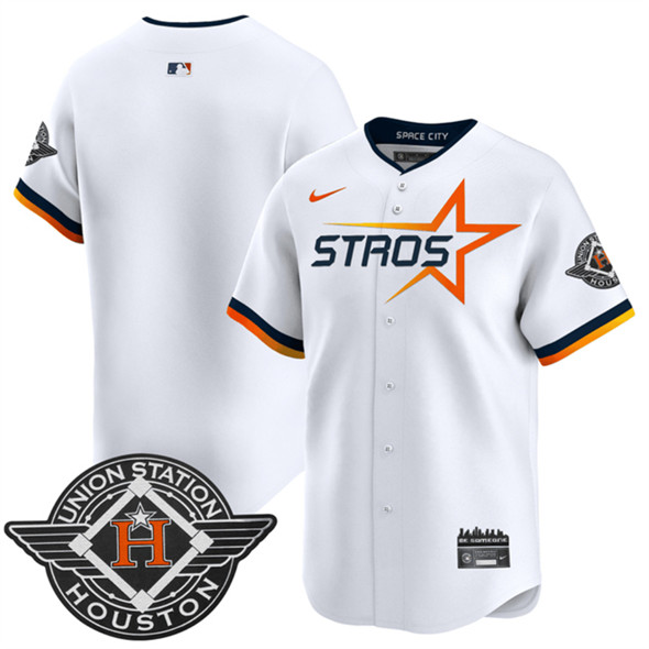 Men's Houston Astros Blank White 2025 City Connect Limited Stitched Baseball Jersey