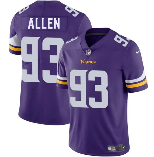 Men's Minnesota Vikings #93 Jonathan Allen Purple 2025 Vapor Limited Football Stitched Jersey