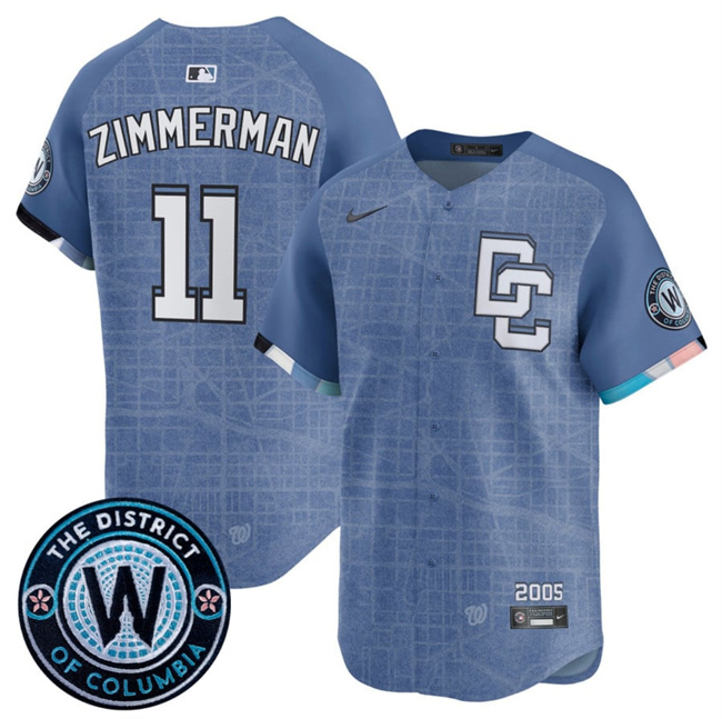 Men's Washington Nationals #11 Ryan Zimmerman Blue 2025 City Connect Limited Stitched Baseball Jersey