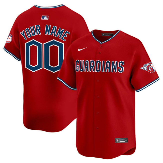 Men's Cleveland Guardians Active Player Custom Red Alternate Limited Stitched Baseball Jersey