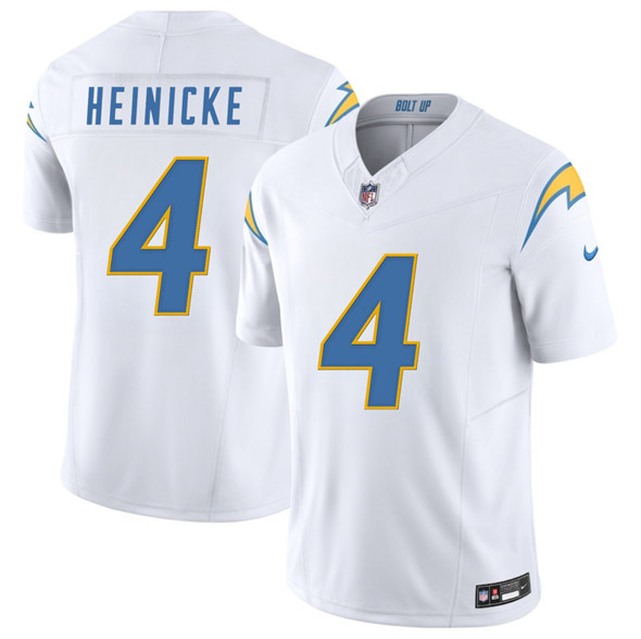 Men's Los Angeles Chargers #4 Taylor Heinicke White 2025 F.U.S.E. Vapor Limited Football Stitched Jersey