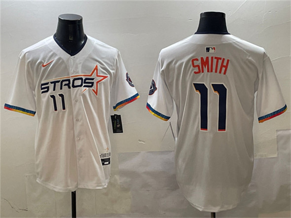 Men's Houston Astros #11 Cam Smith White 2025 City Connect Limited Stitched Baseball Jersey