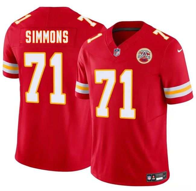 Men’s Kansas City Chiefs #71 Josh Simmons Red 2025 Draft F.U.S.E. Vapor Untouchable Limited Football Stitched Jersey